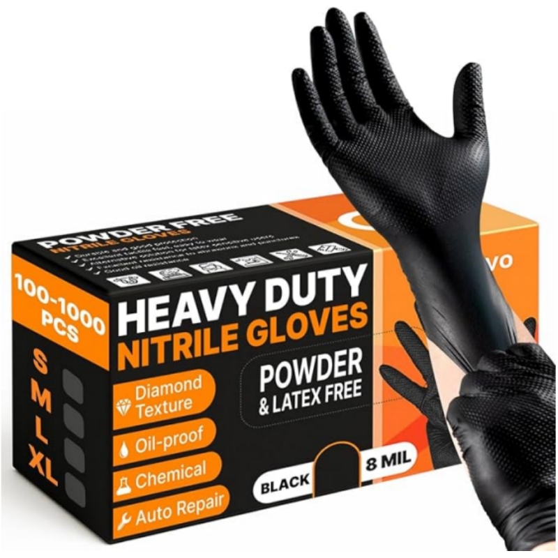 Nitrile Mechanic Glove - Прочные черные нитриловые перчатки 8 mil,