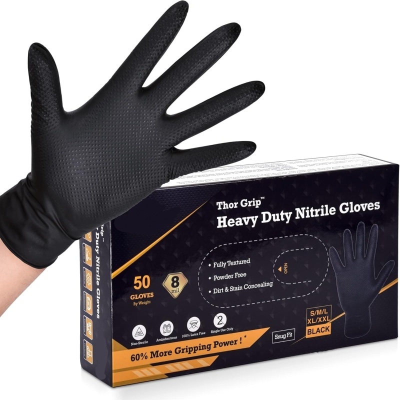 Nitrile Mechanic Glove - Сверхмощные черные нитриловые перчатки, 10/30/50 шт.,