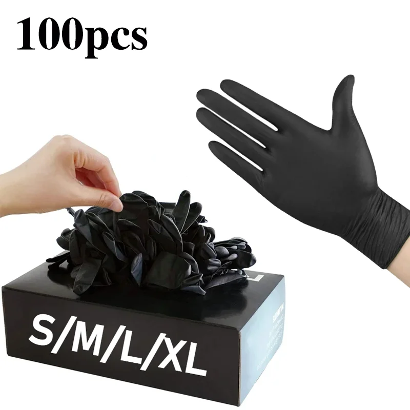 Nitrile Mechanic Glove - 10/20/50/100 шт. черные нитриловые одноразовые перчатки