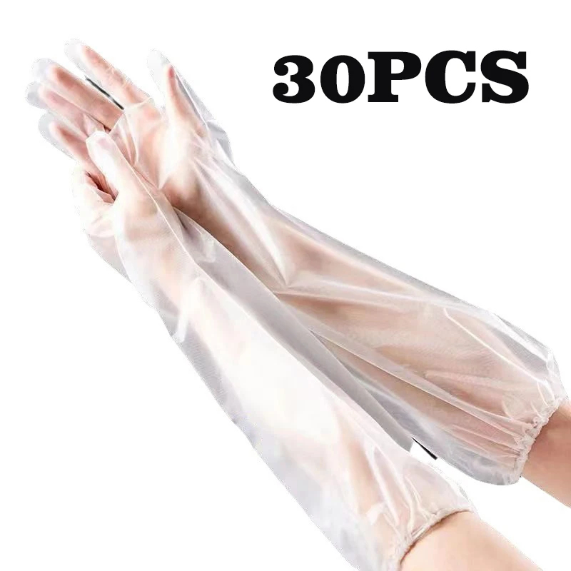 Rubber Glove Cleaning - 30 шт. одноразовых удлиненных перчаток-рукавов из