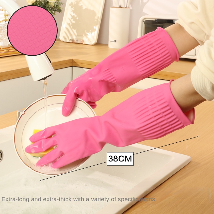 Rubber Glove Cleaning - Сверхтолстые розовые резиновые перчатки для мытья