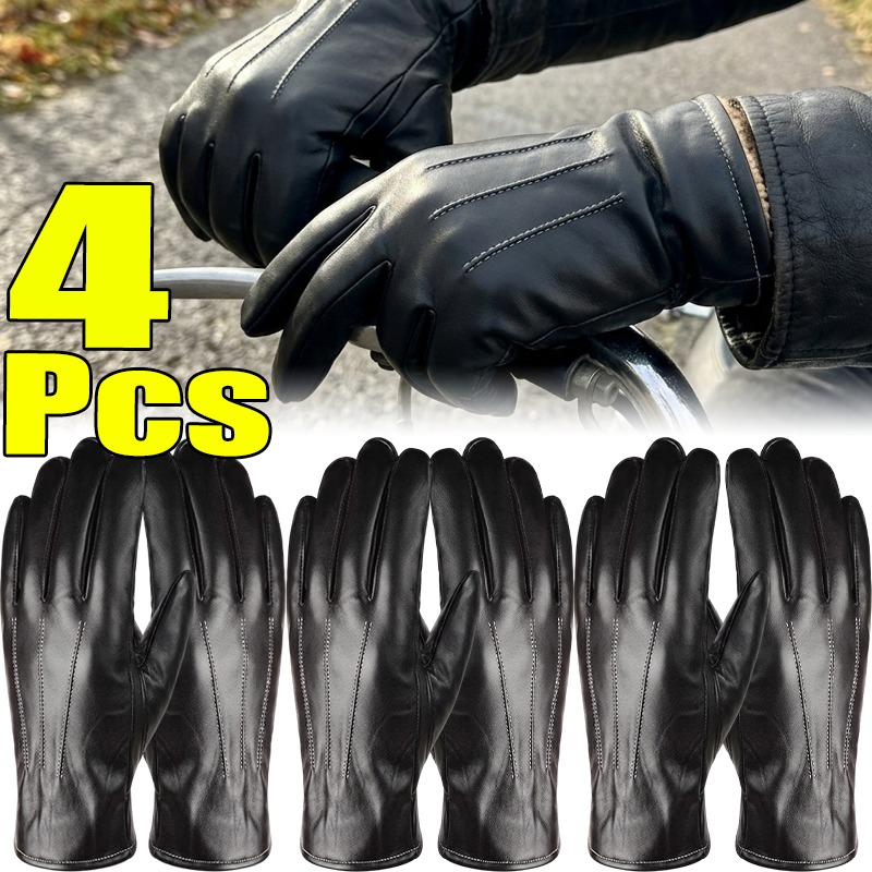 Leather Driving Glove - Термоперчатки из искусственной кожи унисекс, зимние,